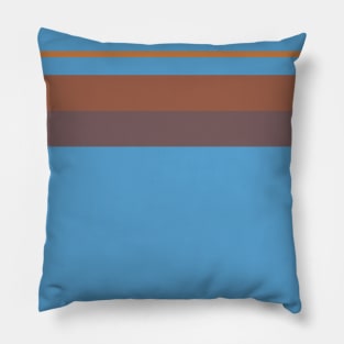 A singular association of Carolina Blue, Dirt, Dark Taupe, Redwood and Peru stripes. Pillow