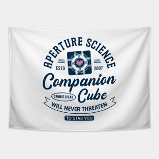 Companion Cube Grunge Crest Tapestry