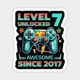 Level 7 Unlocked Awesome Since 2017 7th b-day Gift For Boys Kids Toddlers Magnet