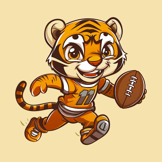 Cute Baby Tiger American Football by Wintrly