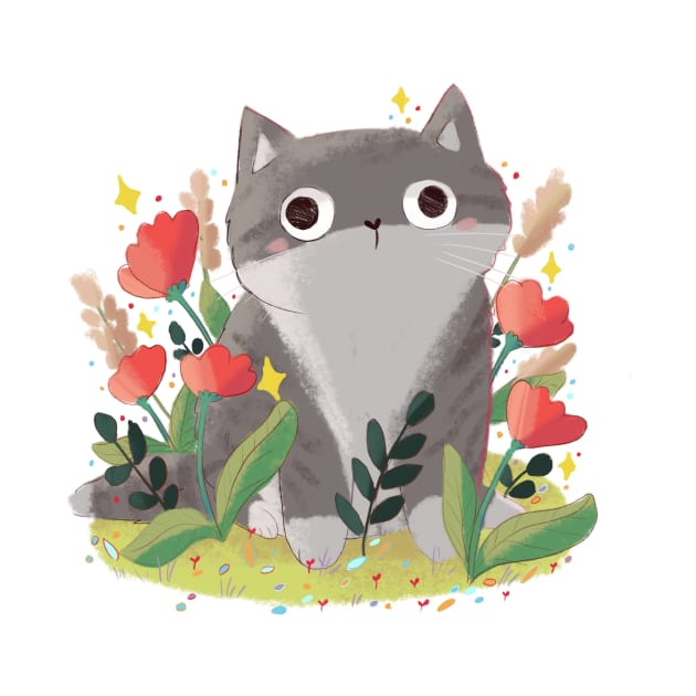 Cute gray cat by Mayarart