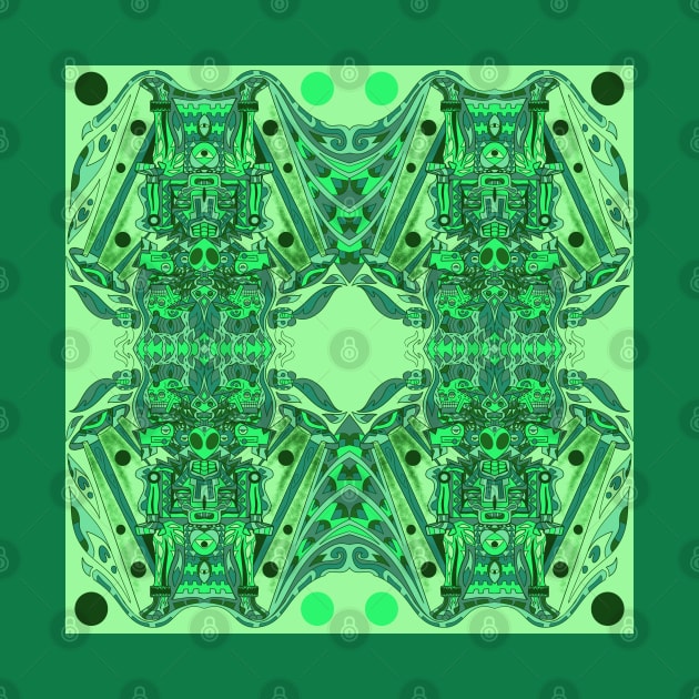 alien mirror warship mayan ecopop pattern by jorge_lebeau