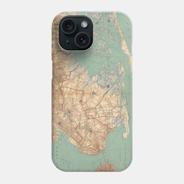 Vintage Map of Jamaica Bay and Brooklyn NY (1891) Phone Case by Bravuramedia