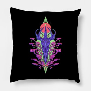 Psychodelic dragon skull Pillow