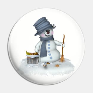 Ein Schneemann räumt auf Pin