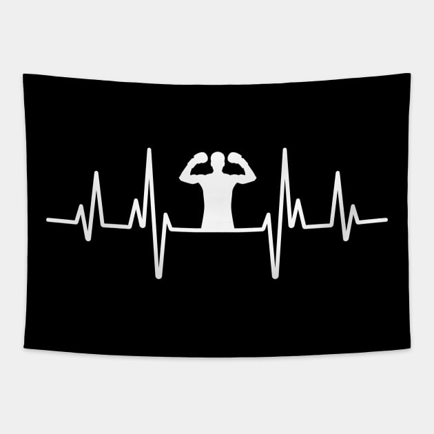 Heartbeat and boxing fighter design for boxing lovers and fanatics Tapestry by BlueLightDesign