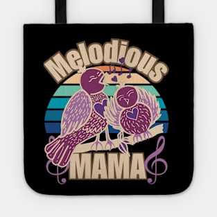 Melodious Mama Happy Mother's Day Vintage Singing Bird Drawing Tote