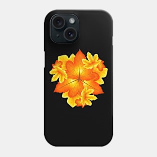 Autumn leaves mandala on black Phone Case