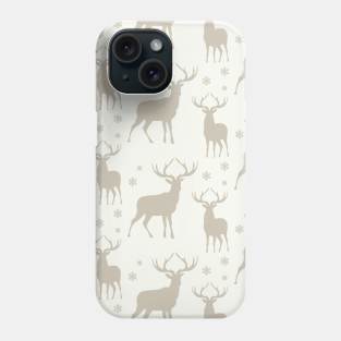 Christmas Winter Stag Buck Deer Snowflake Cream Tan Phone Case