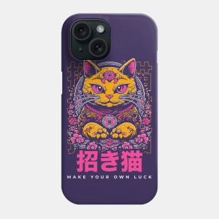 Make Your Own Luck // Vibrant Japanese Lucky Cat Illustration // Maneki Neko Phone Case