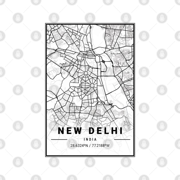 New Delhi Light City Map by tienstencil