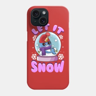 Let It Snow Narwhal Snow Globe Christmas Phone Case