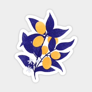 Blue and yellow citrus fruit branch Magnet