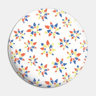 Abstract orange blue yellow flowers on a white background. Distressed look. Pin