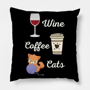 Wine Coffee Cats Pillow