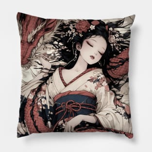 Geisha and Dragon 7901 Pillow