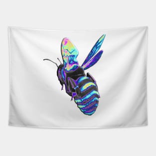 Holographic Blue Bee Tapestry