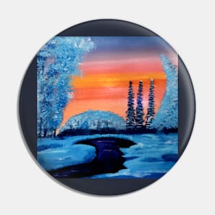 Snowy winter sunset Pin