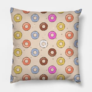 Colorful Donuts Seamless Pattern - Pastry / Bakery Shop Style Pillow