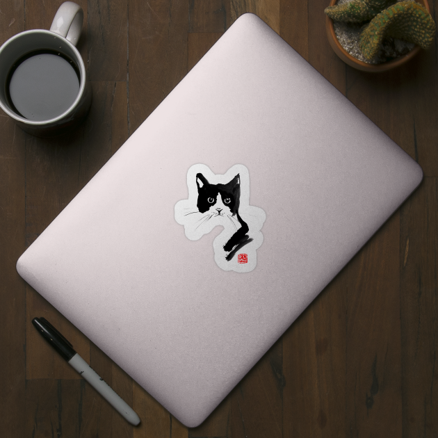 Chat Noir Et Blanc Cat Sticker Teepublic Chat Noir Et Blanc Cat Sticker Teepublic