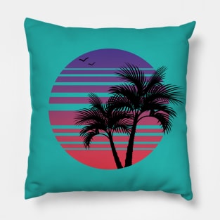 Synthwave - Vaporwave - California - Florida - 80s - Purple & Pink Pillow