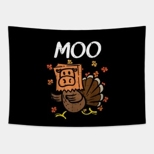 Thanksgiving Turkey Moo Cow Head Funny Fall Men Women Tapestry