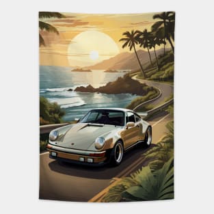 German Classic Car Sea Side Poster Tapestry