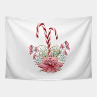 Australian Christmas - Candy Canes and Native Flowers Tapestry