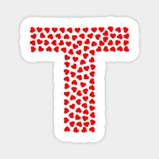 Letter T Heart Shape Initial Magnet