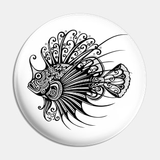 Black and White Print of Exotic Fish Pin