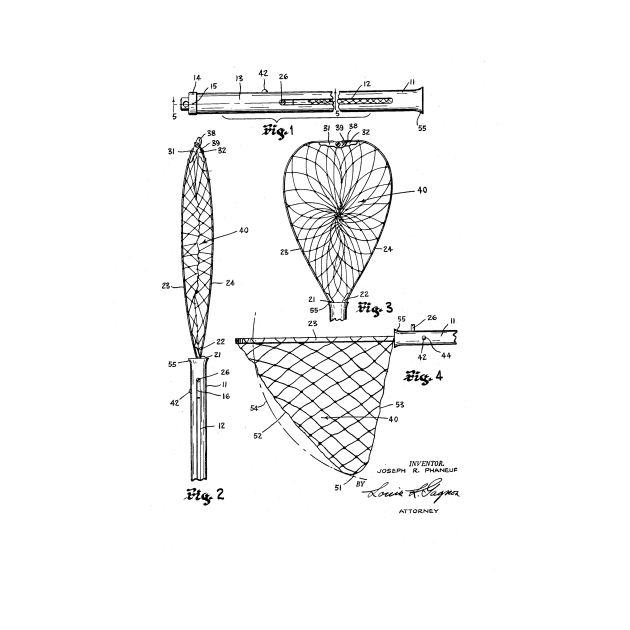 Fishing Net Vintage Patent Drawing by TheYoungDesigns