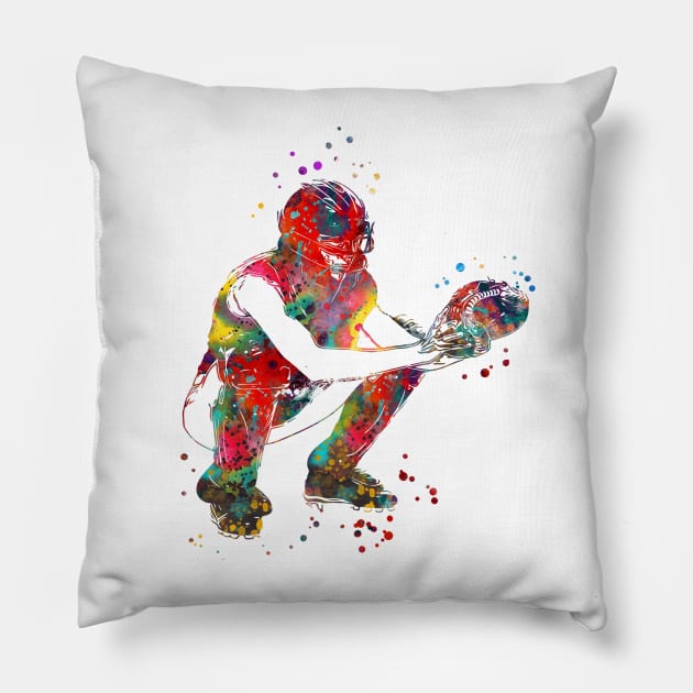 American Football Player Girl Pillow by RosaliArt