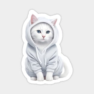 Cute cat wearing Hoodie Magnet