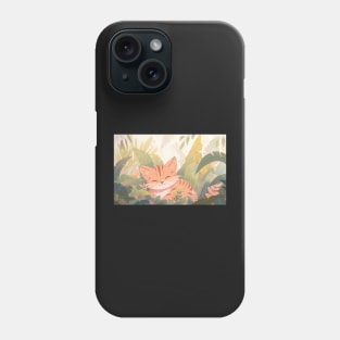 Whimsical Jungle Cat Watercolor Illustration Phone Case