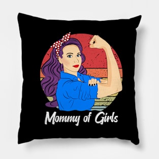 Mommy of Girls Vintage Mother’s Day Sunset Retro Pillow