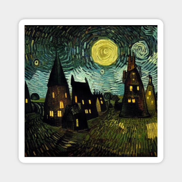 Starry Night Over Godric's Hollow Magnet by Grassroots Green