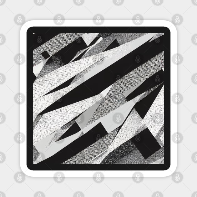 black and white abstract technical infinite cyberpunk  pattern Magnet by SJG-digital