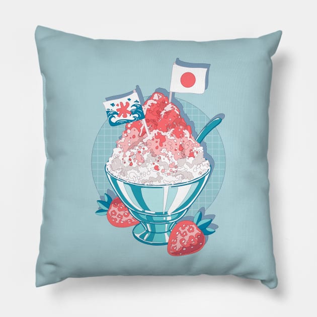 The japanese shaved ice with some strawberry jam Pillow by AnGo