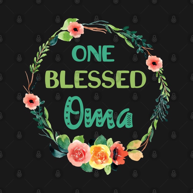 One Blessed Oma Floral Wreath Grandma Gift by FruitflyPie