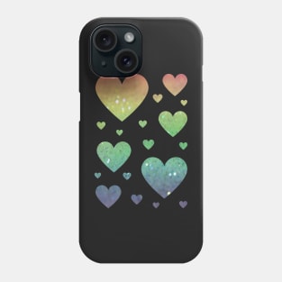 Rainbow Ombre Faux Glitter Hearts Phone Case