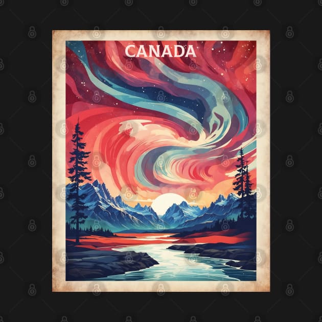 Canadian Landscape Aurora Boreal Vintage Poster Tourism by TravelersGems