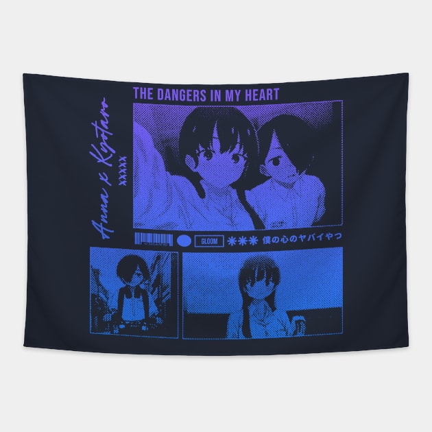 Kyotaro x Anna Gloomy Halftone Fanart Design Colored Tapestry by Gloomeeey