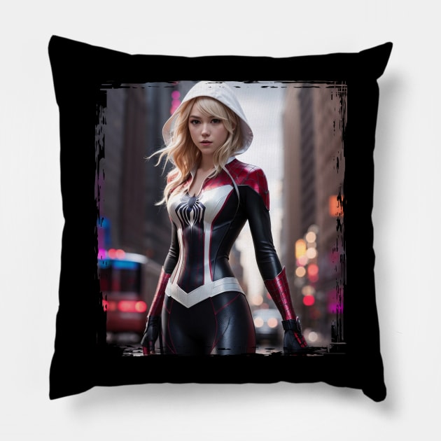 Gwen Stacy spider man Pillow by Tiago Augusto