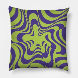 Abstract Groovy Retro Liquid Swirl Purple Green Pattern Pillow