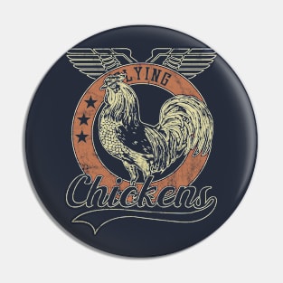 Flying Vintage Chickens Pin