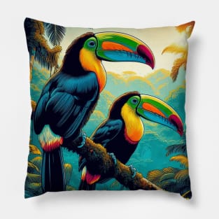 Striking Tropical Toucan Birds Pillow