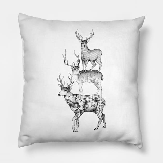 Three Deers Pillow by linnw