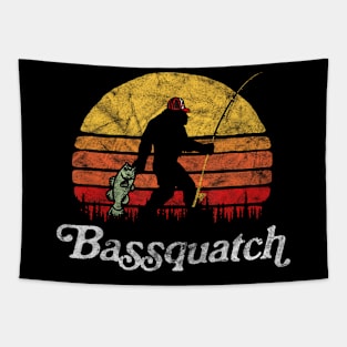 Bassquatch Funny Bigfoot Fishing Outdoor Retro Tapestry