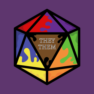 Rainbow Pronoun Pride D20 They/Them T-Shirt