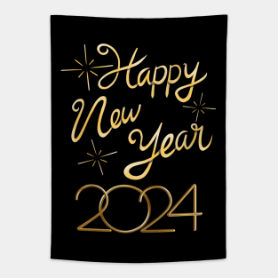 Happy New Year 2024 Celebration Design Tapestry